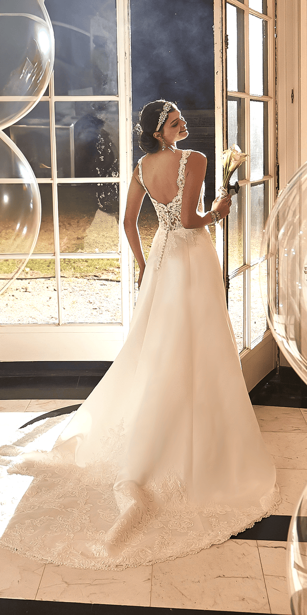 Embroidered Satin Sweetheart A Line Dress Camille La Vie