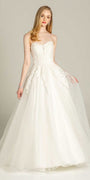 Embellished Embroidered Strapless Tulle Ballgown Image 4