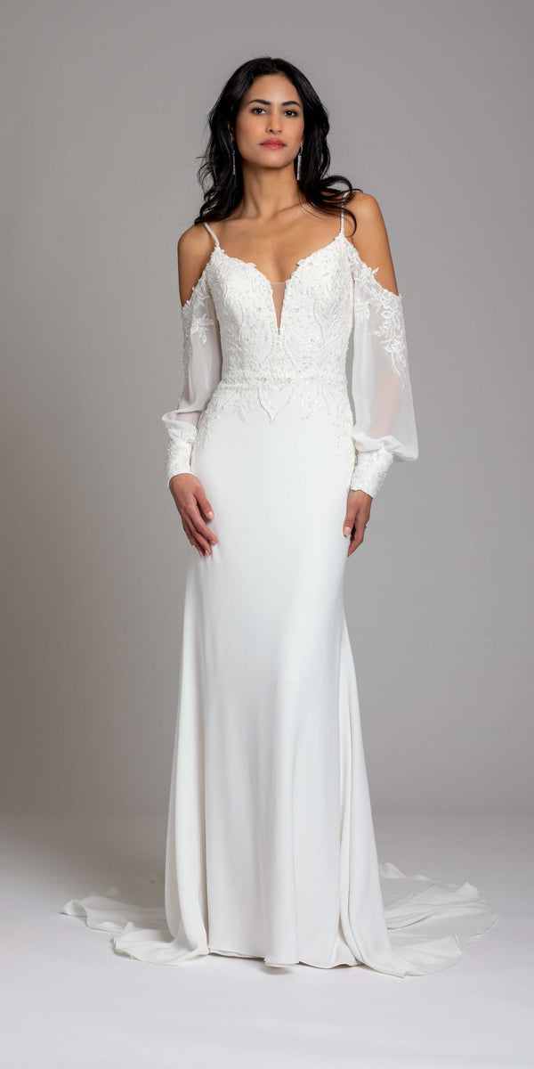 Embellished Crepe Cold Shoulder Column Dress - missy / 18 / ivory Embellished Crepe Cold Shoulder Column Dress - missy / 18 / ivory