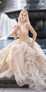 Beaded Corset Sweetheart Tiered Ballgown - Camille La Vie