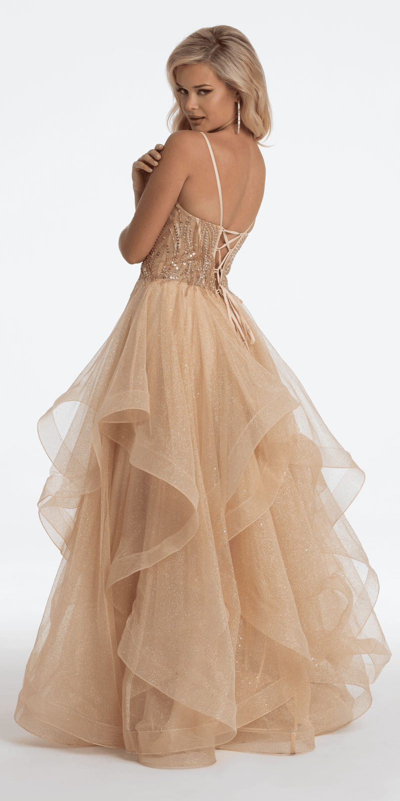 Beaded Corset Sweetheart Tiered Ballgown – Camille La Vie