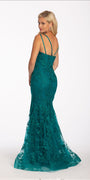 Embroidered Illusion Strappy Back Mermaid Dress Image 2