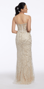 Abstract Beaded Mesh Sweetheart Column Dress with Sheer Back Panel Image 2