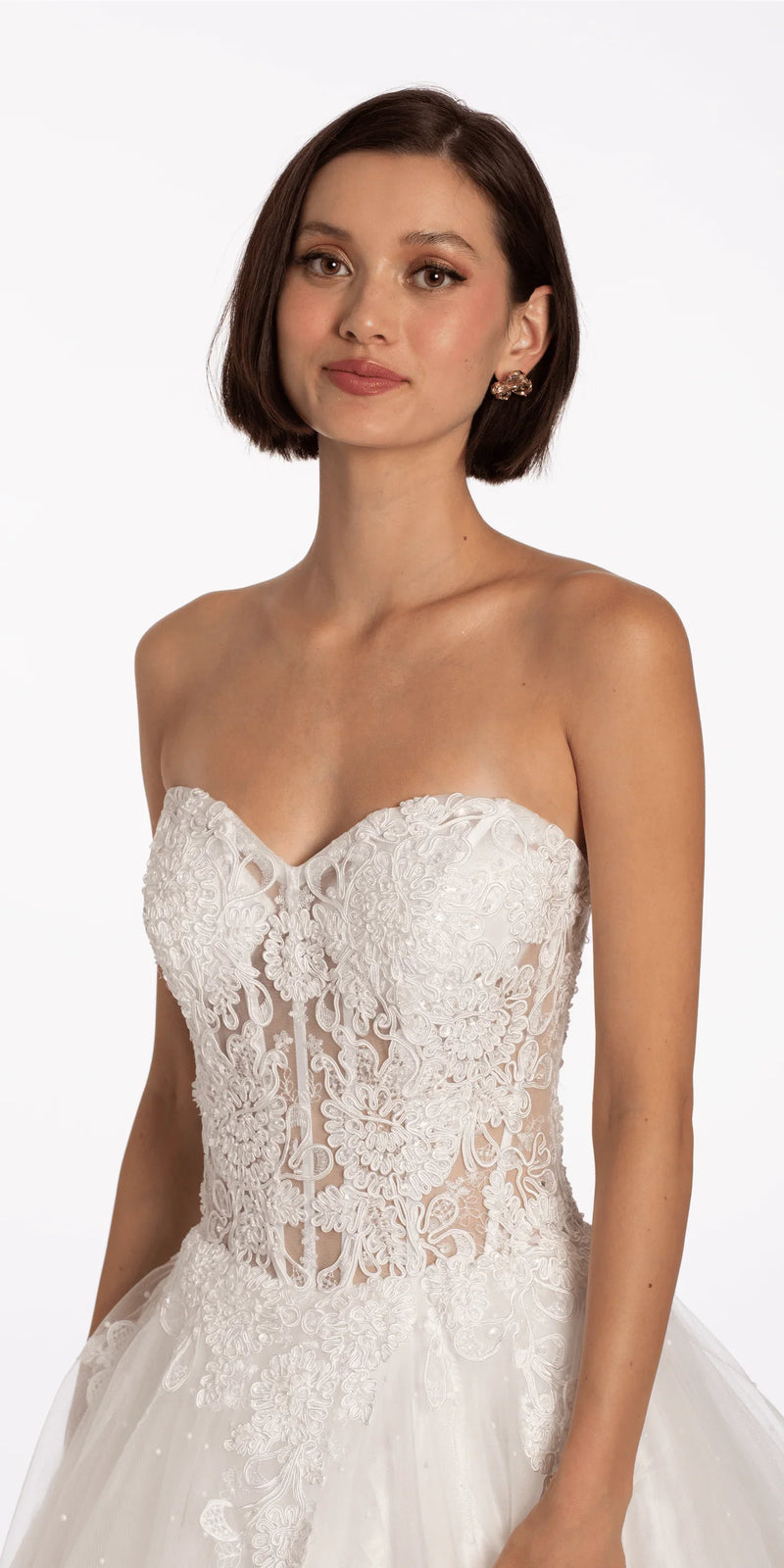 ivory/size/4/missy/Camille La Vie/Sweetheart Embroidered Corset Ballgown with Heat Set Stones/close up