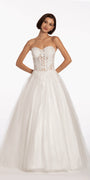ivory/size/4/missy/Camille La Vie/Sweetheart Embroidered Corset Ballgown with Heat Set Stones/front