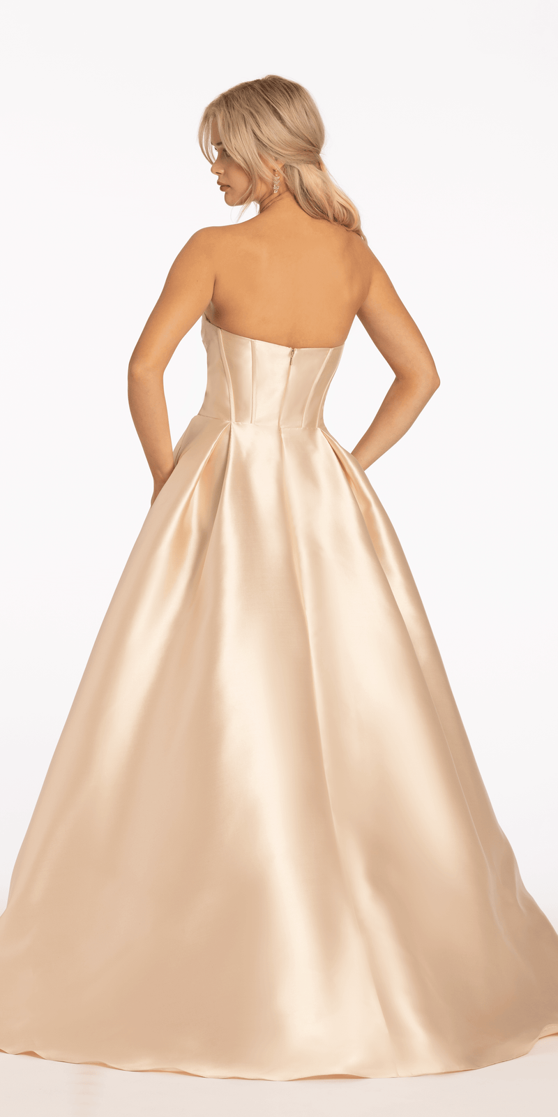 Pleated Mikado Beaded Ballgown with Pockets missy / 16 / champagne Pleated Mikado Beaded Ballgown with Pockets missy / 16 / champagne