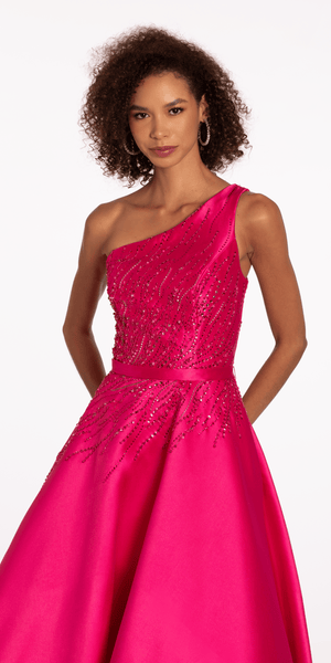 Mikado Beaded One Shoulder Ballgown with Bow Image 3