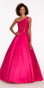 Mikado Beaded One Shoulder Ballgown with Bow Image 5