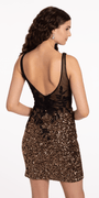 Sequin Plunging Sheath Dress with Back Lace Detail Image 5