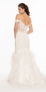 Off the Shoulder Lace Applique Corset Mermaid Dress - Camille La Vie