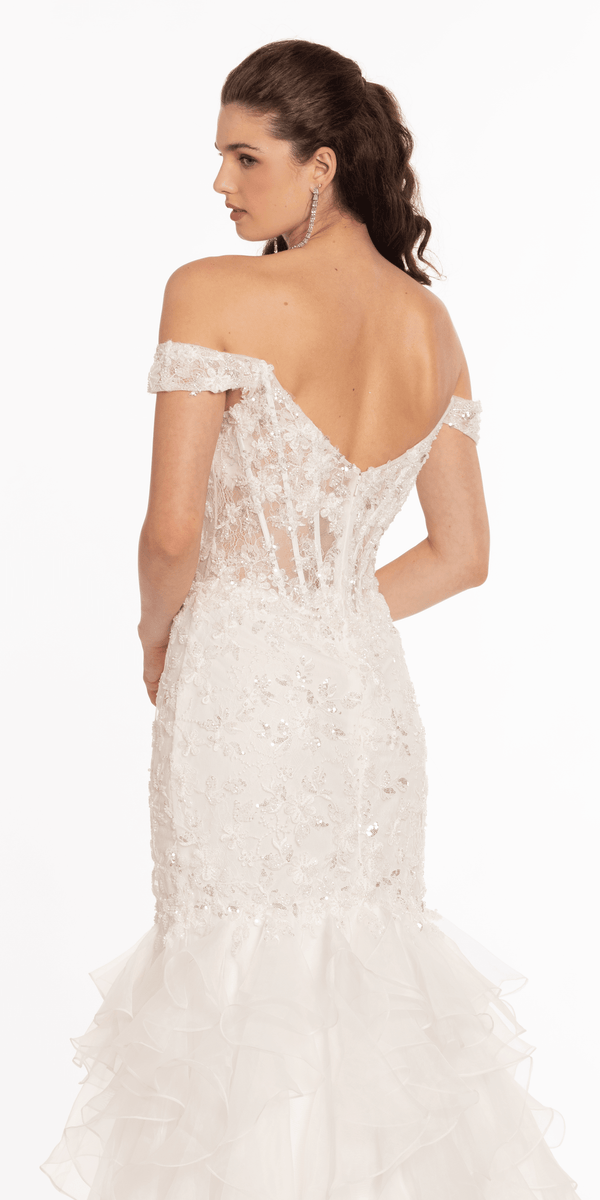 Off The Shoulder Lace Applique Corset Mermaid Dress Missy / 10 / Ivory Off The Shoulder Lace Applique Corset Mermaid Dress Missy / 10 / Ivory