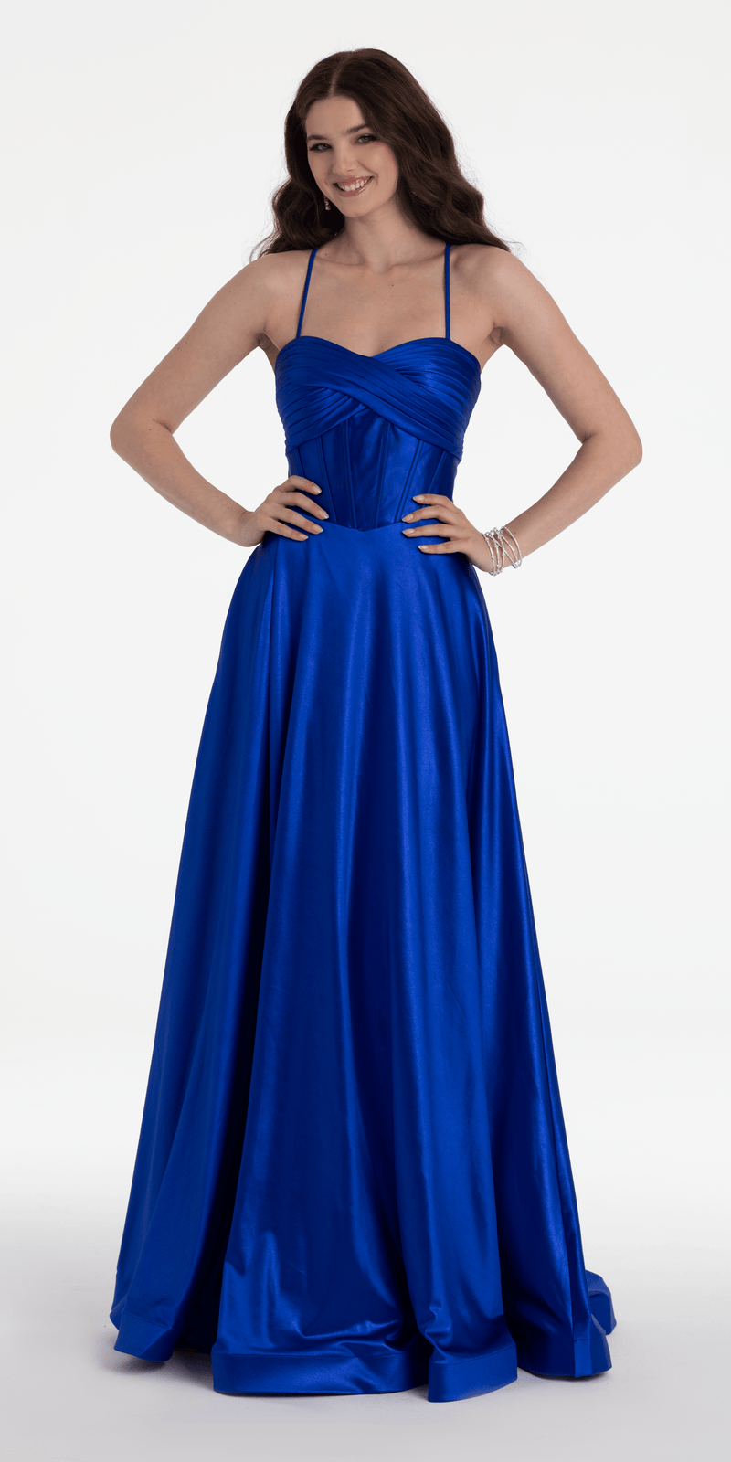 Twist Bodice Satin Corset Ballgown Image 6