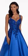 Sweetheart Floral Applique Mikado Ballgown with Pockets - Camille La Vie