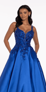 Sweetheart Floral Applique Mikado Ballgown with Pockets - Camille La Vie