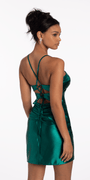 Double Lace Up Pleated Foil Bodycon Dress Image 5