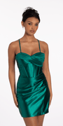 Double Lace Up Pleated Foil Bodycon Dress Image 1