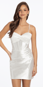 Double Lace Up Pleated Foil Bodycon Dress Image 1
