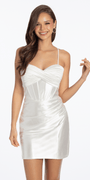 Double Lace Up Pleated Foil Bodycon Dress Image 2