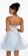 Strapless Pearl Embellished Corset Glitter Fit and Flare Dress Image 5
