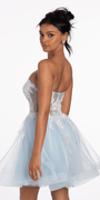 Strapless Pearl Embellished Corset Glitter Fit and Flare Dress Image 2