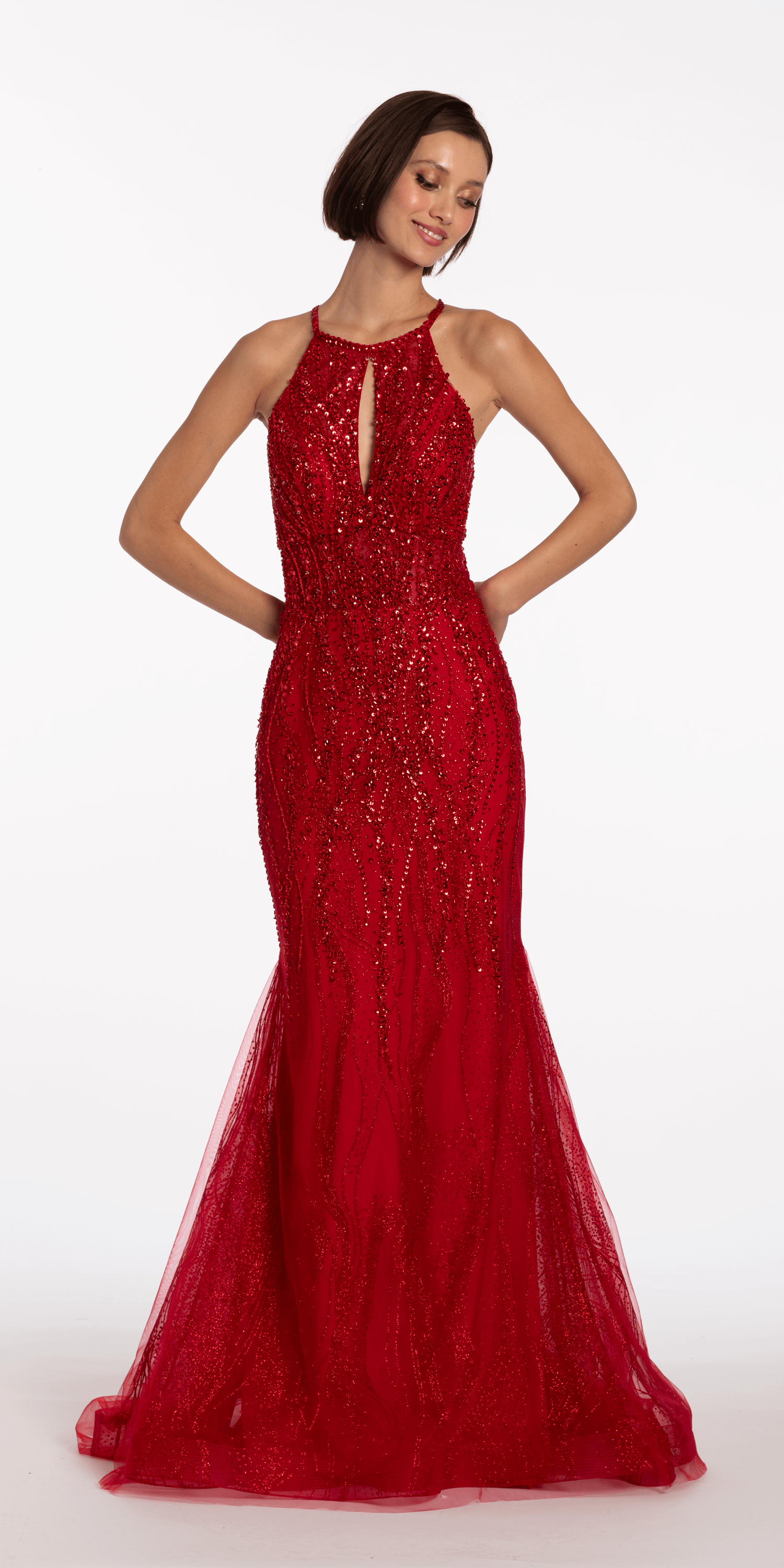 formal halter top dresses Sherri Hill Lace Prom Dress 56938 May be worn with an adhesive bra Effortless elegance 🤍 The Satin