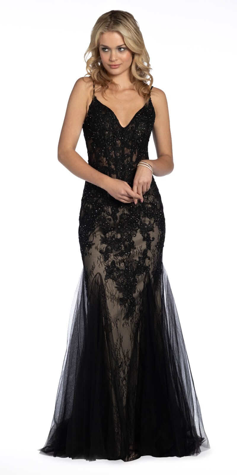 Two Tone Sweetheart Beaded Lace Mermaid Dress with Godets Camille La Vie Two Tone Sweetheart Beaded Lace Mermaid Dress with Godets Camille La Vie