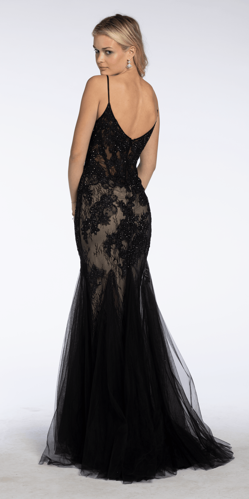 Two Tone Sweetheart Beaded Lace Mermaid Dress with Godets Image 5