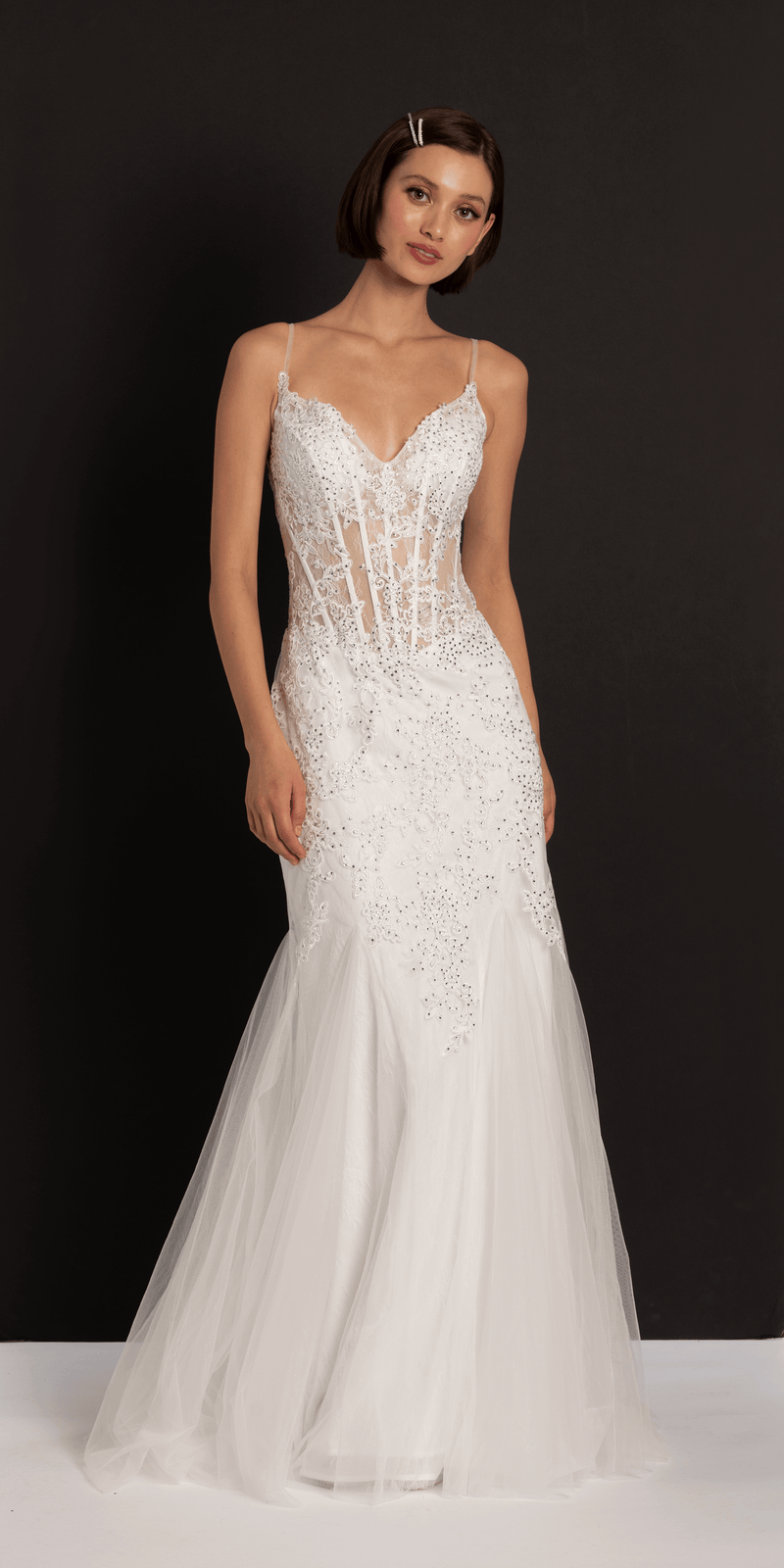 Two Tone Sweetheart Beaded Lace Mermaid Dress with Godets missy / 8 / off-white Two Tone Sweetheart Beaded Lace Mermaid Dress with Godets missy / 8 / off-white