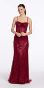wine/size/4/missy/Camille La Vie/Strappy Back Sweetheart Embellished Corset Column Dress/ front