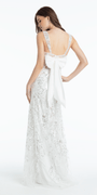 white/silver/size/4/missy/Camille La Vie/Sequin Illusion Corset Column Dress with Pleated Taffeta Tie Back/back