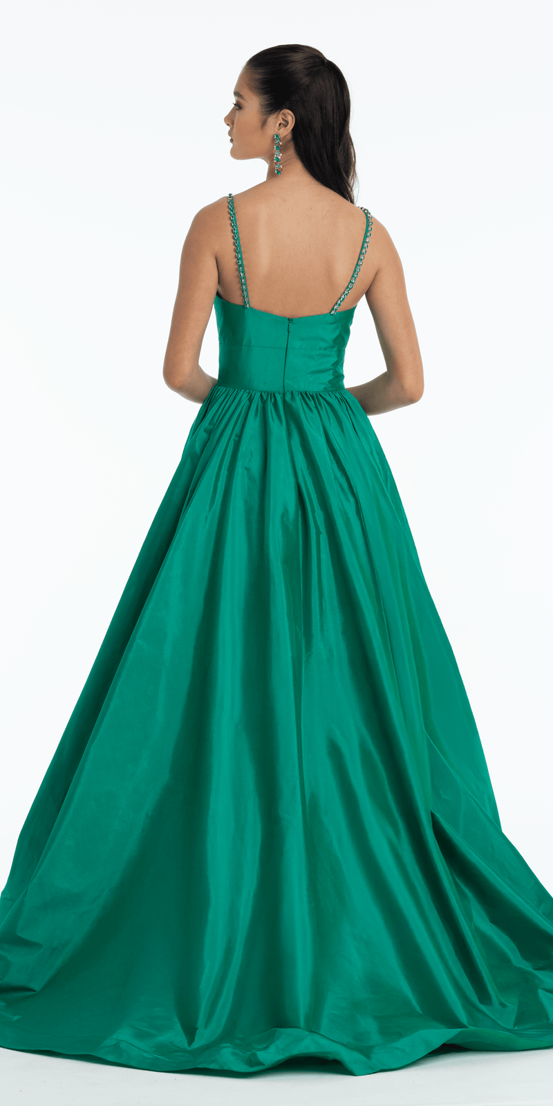 Jewel Neck Taffeta Pleated Ballgown with Pockets missy / 8 / emerald Jewel Neck Taffeta Pleated Ballgown with Pockets missy / 8 / emerald