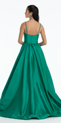 emerald/size/4/missy/Camille La Vie Jewel Neck Taffeta Pleated Ballgown with Pockets/back