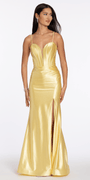 lemon/size/4/missy/Camille La Vie/Stretch Sateen Shimmer Plunge Trumpet Dress with Sweep Train/front 