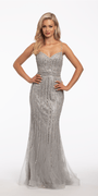 Sweetheart Glitter Mesh Rhinestone Column Dress Image 5