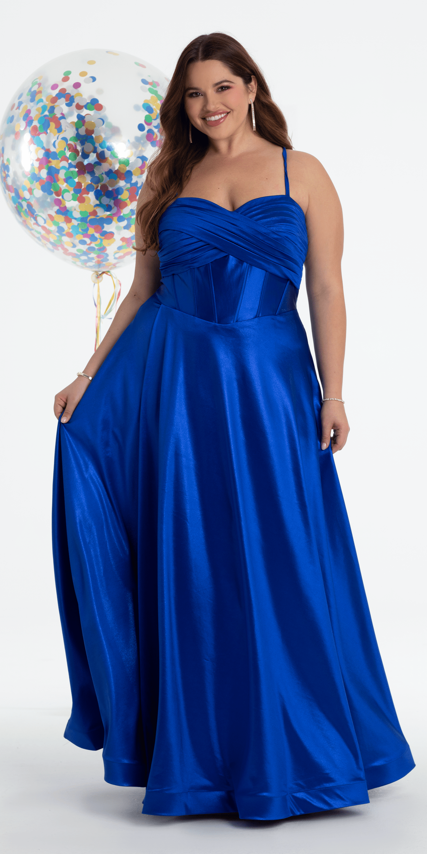 Camille La Vie Twist Bodice Satin Corset Ballgown plus / 14 / royal-blue