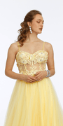 3D Flower Embroidered Corset Ballgown Image 2
