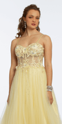 3D Flower Embroidered Corset Ballgown Image 2
