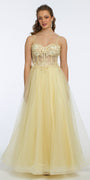 3D Flower Embroidered Corset Ballgown Image 3