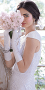 Geometric Beaded Cap Sleeve Jewel Neck Mesh Column Dress Image 3