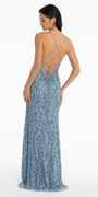 sky-blue/size/4/missy/Camille La Vie/Sweetheart Strappy Back Vine Beaded Mesh Column Dress/back