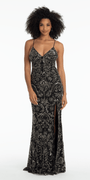 Strappy Back Mesh Sweetheart Beaded Column Dress Image 1