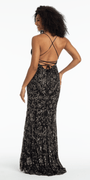 Strappy Back Mesh Sweetheart Beaded Column Dress Image 3