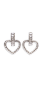Pearl Heart Drop Earrings with Rhinestone Detail Image 2
