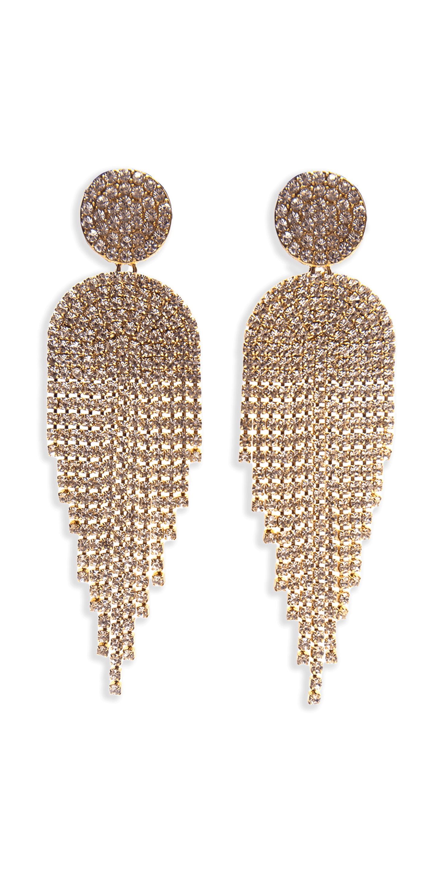 gold/size/os/Camille La Vie/Button Post Graduated Rhinestone Earrings/front