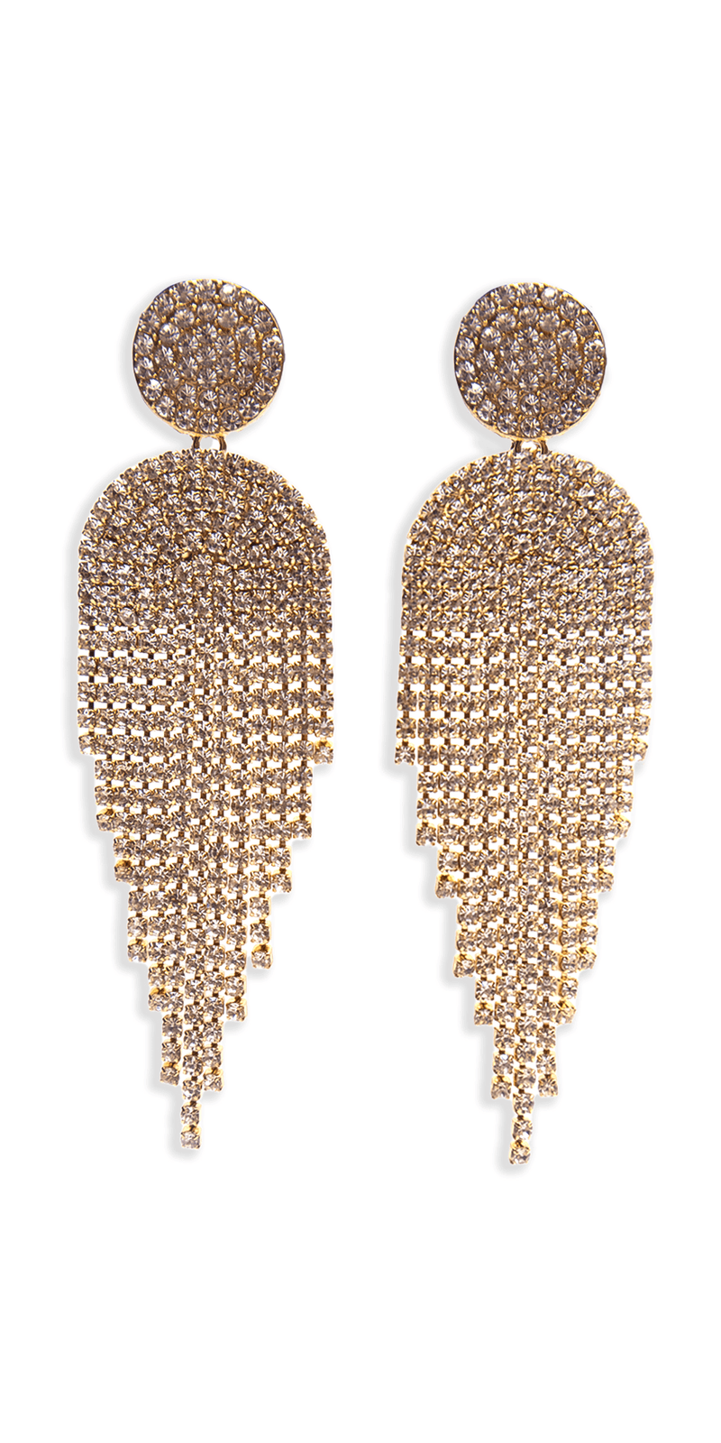 Button Post Graduated Rhinestone Earrings Image 1