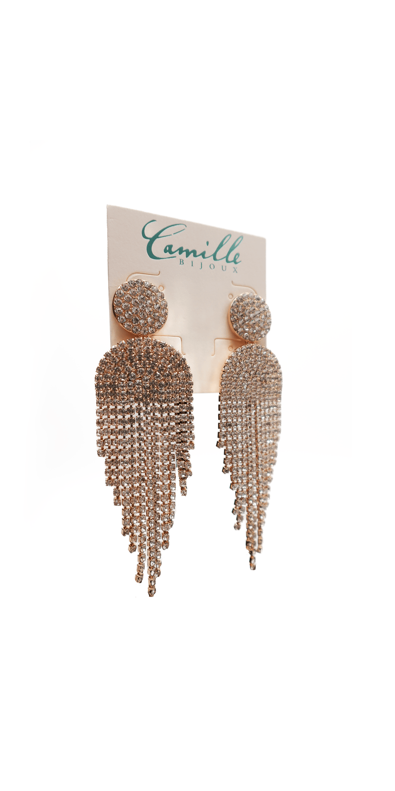 Button Post Graduated Rhinestone Earrings Image 3