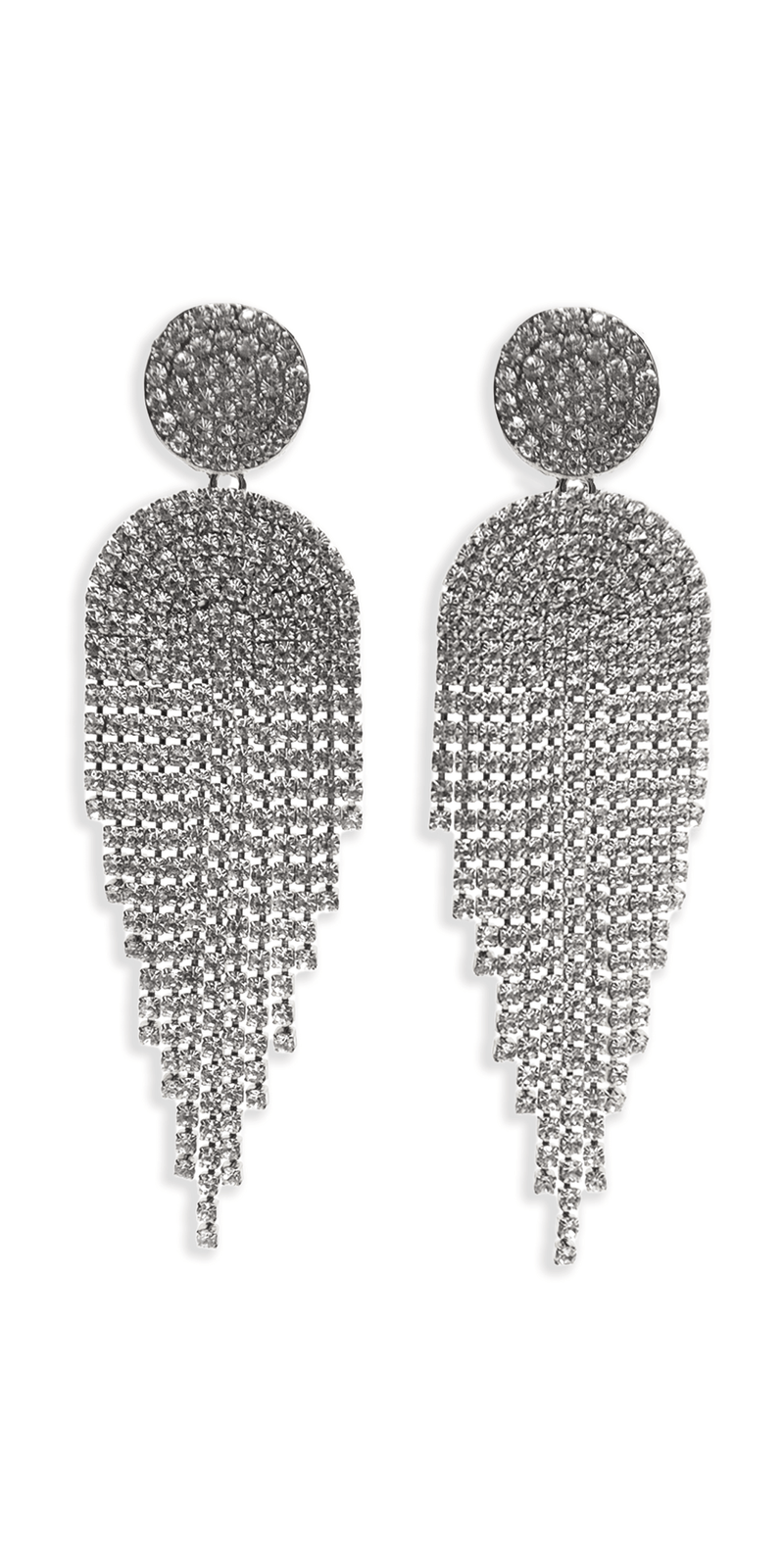 Button Post Graduated Rhinestone Earrings Image 4