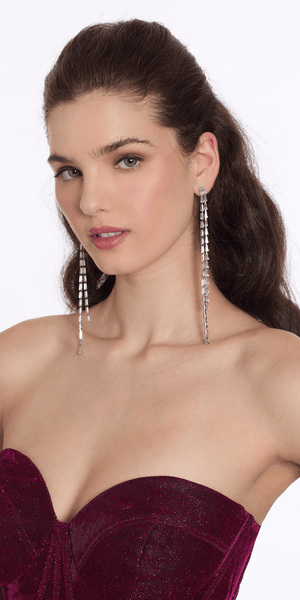 Baguette Extra Long Double Strand Earrings Image 1