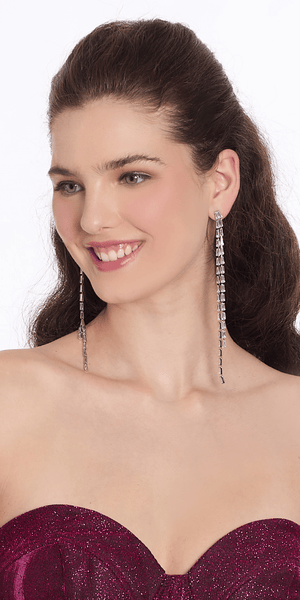 Baguette Extra Long Double Strand Earrings Image 3