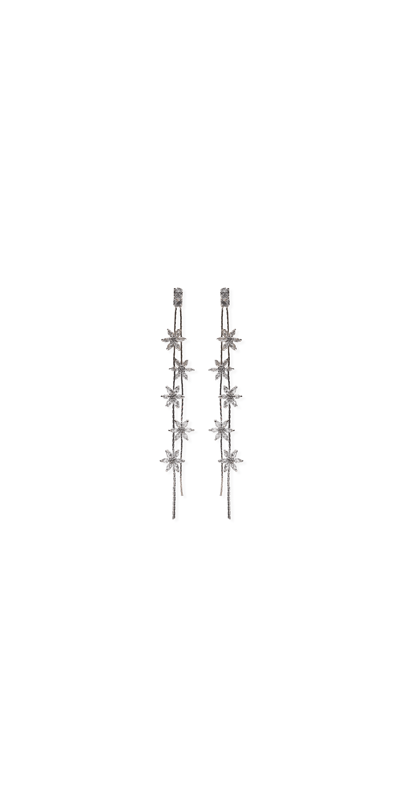 Rhinestone Daisy Double Stand Earrings Image 1
